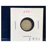 1891 UK Silver 3 Pence