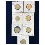 7 assorted 1983 to 91 UK Nickel One Pound Coins