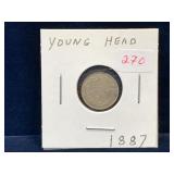1887 Young Head UK Silver 3 Pence