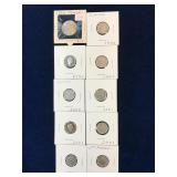ten 1968, to 2015 assorted UK 5 Pence coins