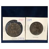 two 1899, 1899 - UK Pennies