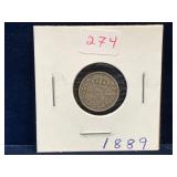 1889 UK Silver 3 Pence