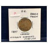 1897 UK Diamond Jubilee Brass Token
