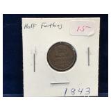 1843 UK Half Farthing
