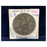 1993 UK Nickel (Silver??) Five Pound Coin