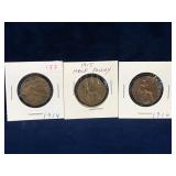 1914, 15, 16 - UK Half Penny coins (1 money)