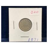 1871 UK Silver Six Pence