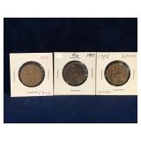 1906, 07, 08 - UK Half Penny coins (1 money)