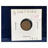 1913 UK 1/3 Farthing