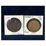 two 1901, 1921 - UK Pennies
