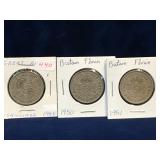 1948, 50, 51 UK  Nickel Two Shillings Coins