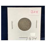 1874 UK Silver Six Pence
