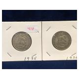 1935, 1936 UK Silver Shilling Coins