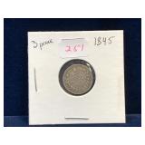 1845 UK Silver 3 Pence