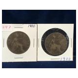 two 1900, 1900 - UK Pennies