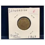 1863 UK Brass Half Sovereign