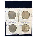 1969, 69, 76, 77  UK Nickel 50 New Pence Coins