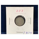 1874 UK Silver 3 Pence