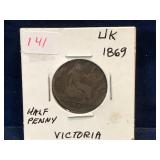 1869 - UK Half Penny