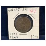 1891 - UK Half Penny
