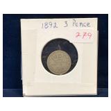 1892 UK Silver 3 Pence