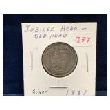 1887 Old Head UK Silver Shilling