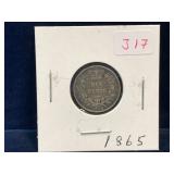 1865 UK Silver Six Pence