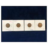 1936, 1939, 1942, 1942 - UK Farthing coins
