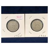 1925, 1926 UK Silver Shilling Coins