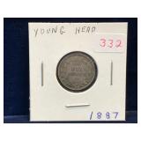 1887 Young Head UK Silver Six Pence