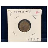 1827 UK 1/3 Farthing