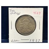 1937 UK Silver Two Shillings