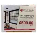 Century glass. $500 gift certificate