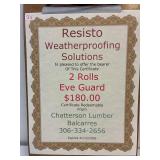 Resisto $180 Certificate for 2 rolls Eve Guard