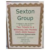 2 Winnipeg Jets Hockey Tickets Certificate