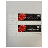 Echo Sound, two $20 Gift Certificates #'s 60 & 61