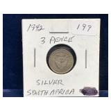 1942 South Africa Silver 3 Pence