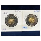 2000, 2001  Canadian Toonies