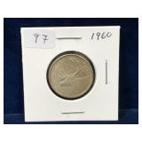 1960 Canadian Silver 25 Cent Piece
