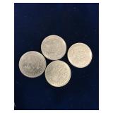 Canadian BC Nickel Dollars 1971, 4 Coins