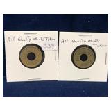 2 All Quality Mints Brass Tokens