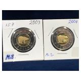 2003, 2004 Canadian Toonies