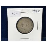 1948 Canadian Silver 25 Cent Piece