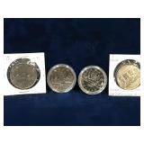 1980, 81, 82, 82  Canadian Nickel Dollar Coins