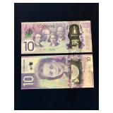 2017, 2018  Canadian $10 Bank Notes