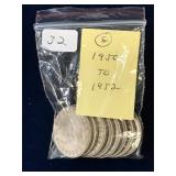8 Can Silver 25 Cent Pcs 1950 - 1952  $2.00