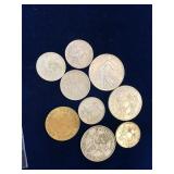 9 assorted Foreign Coins