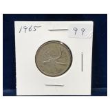 1965 Canadian Silver 25 Cent Piece