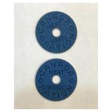 2 WWII Meat Ration Tokens