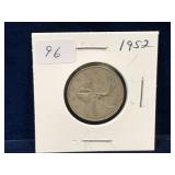 1952 Canadian Silver 25 Cent Piece